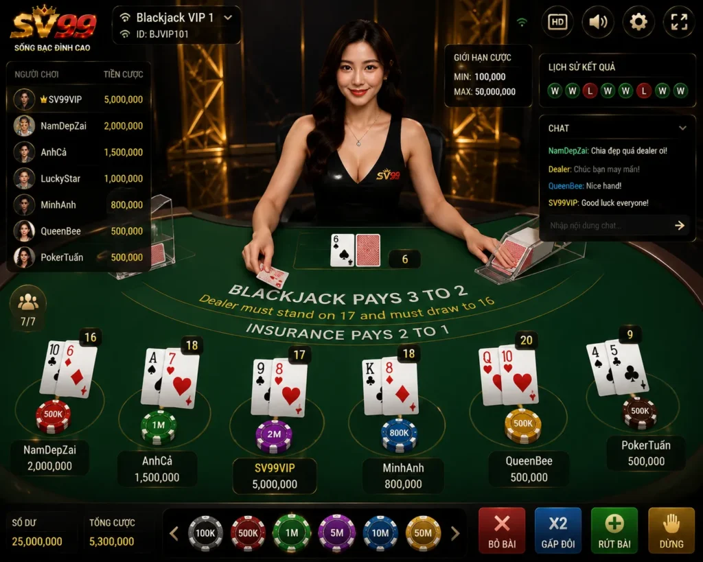 Xì Dách trực tuyến tại SV99 – cảm giác như sòng bài thực tế