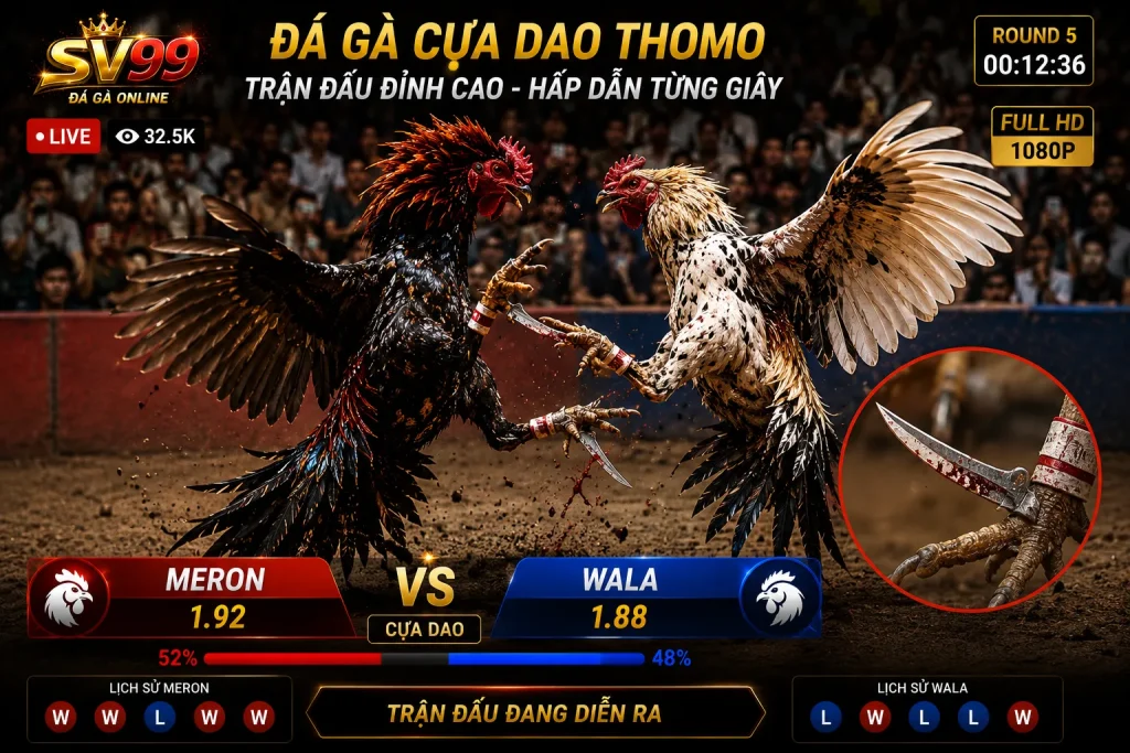 Đá gà cựa dao Thomo nổi bật với tốc độ nhanh và diễn biến hấp dẫn