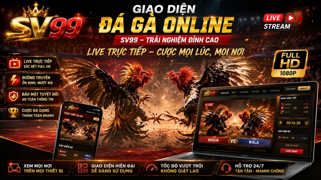 Đá gà online Full HD tại SV99 với hình ảnh sắc nét và livestream ổn định