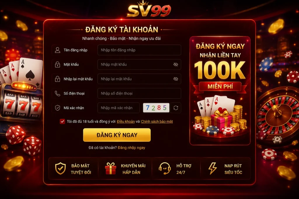 Đăng ký tài khoản SV99 nhanh chóng và dễ thao tác