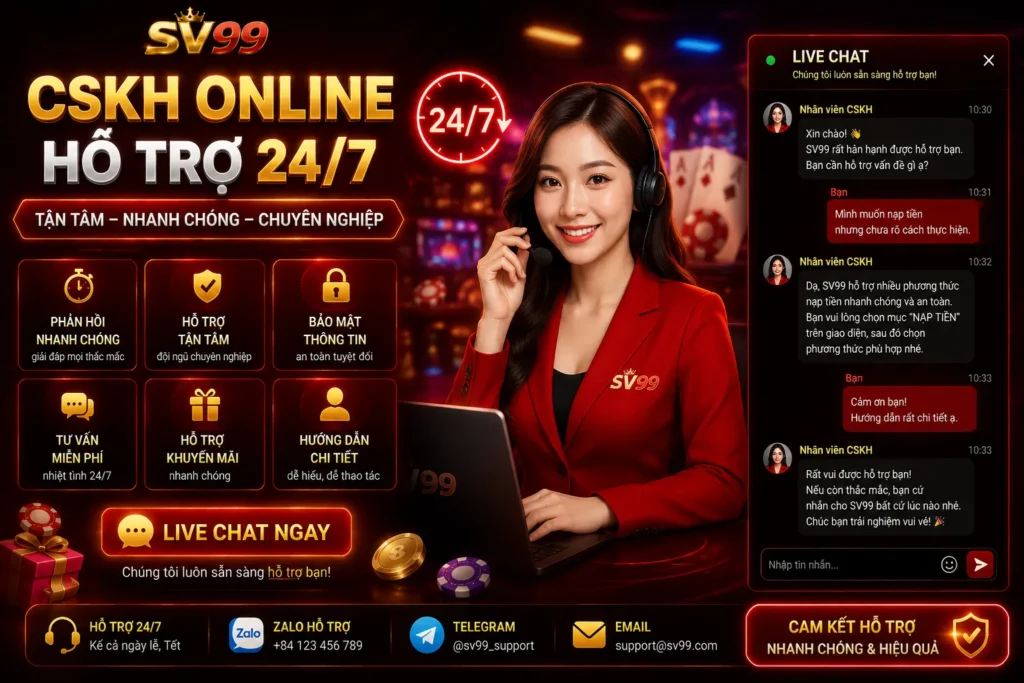 Dịch vụ khách hàng chuyên nghiệp 24/7, giúp người chơi giải quyết mọi vấn đề nhanh chóng