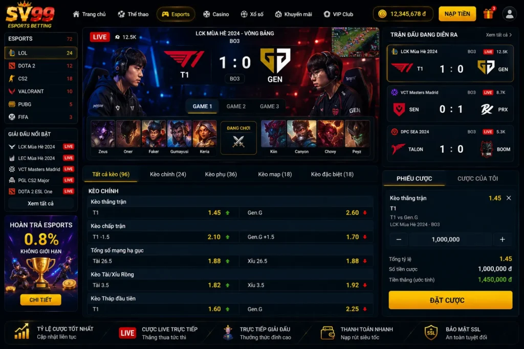 Chuyên mục esports SV99 thu hút người chơi yêu thích thể thao điện tử