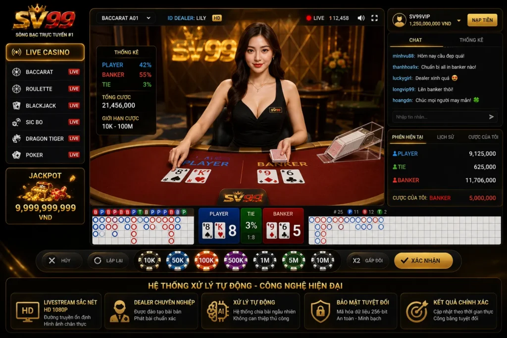 Trải nghiệm đặt cược casino thời gian thực