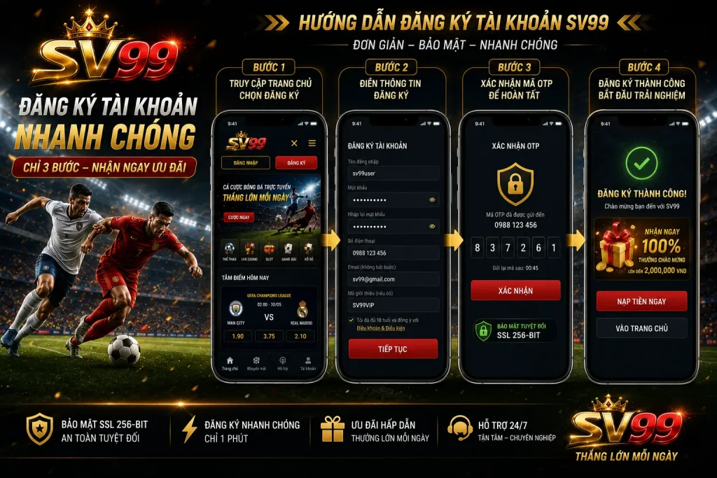 Quy trình đăng ký tài khoản tại SV99 đơn giản và chỉ mất vài phút để hoàn tất.