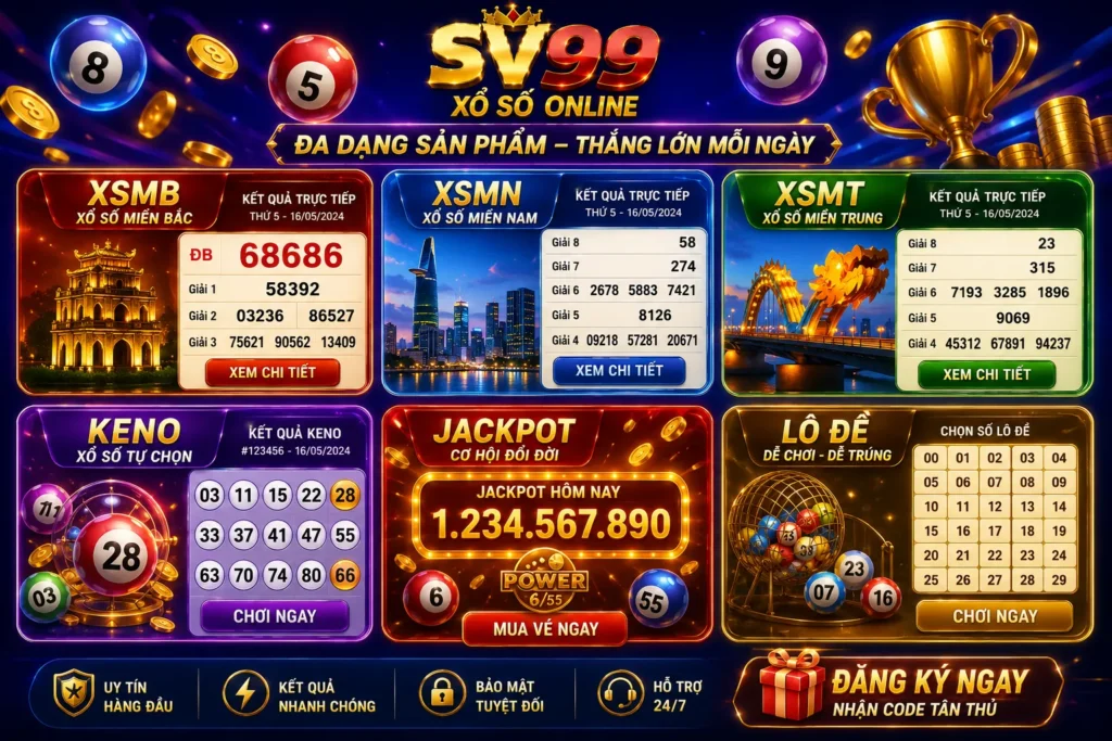 SV99 hỗ trợ nhiều loại hình xổ số online phù hợp với nhiều nhu cầu giải trí khác nhau.