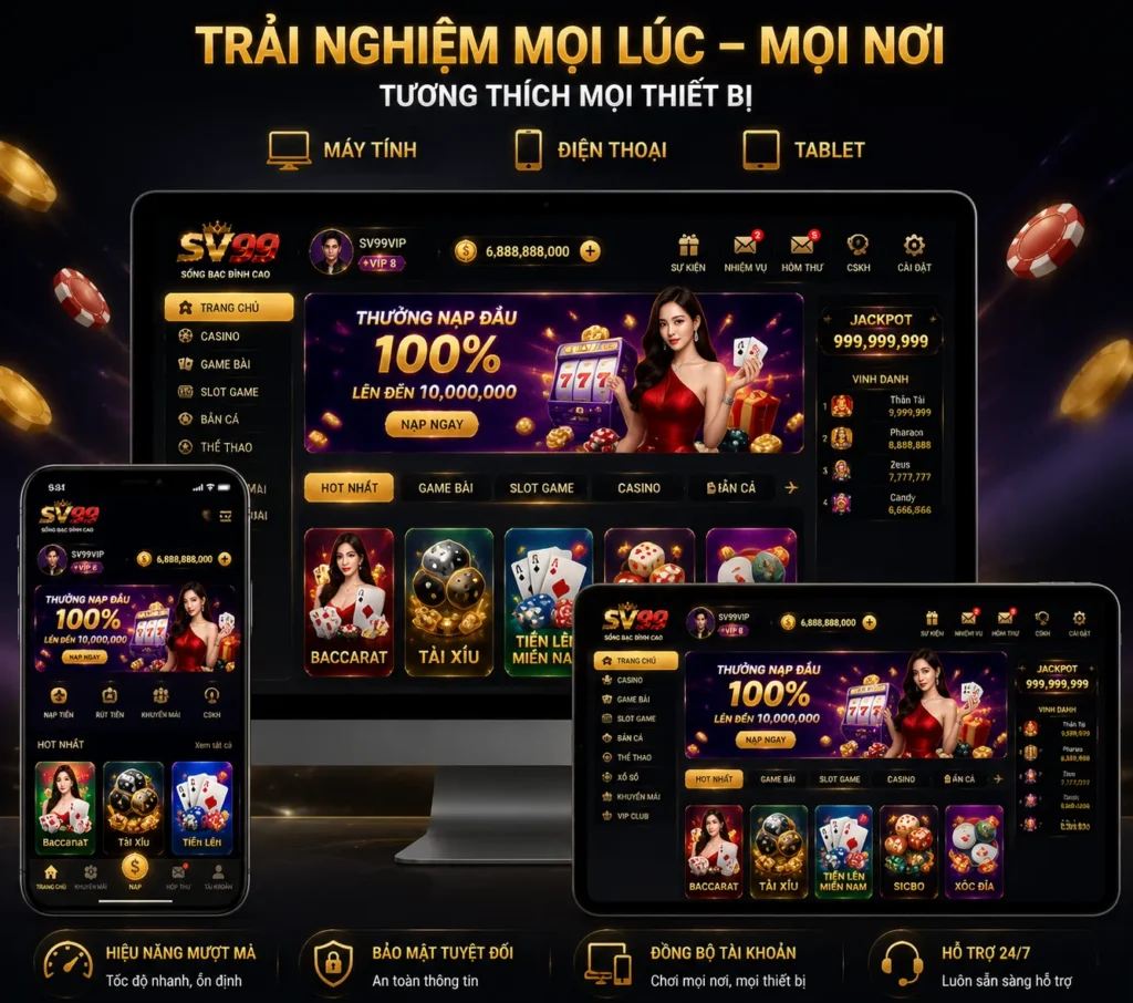 Giao diện SV99 – trải nghiệm liền mạch trên mọi thiết bị