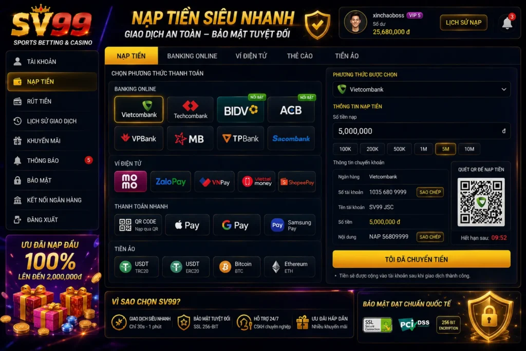 Hệ thống nạp rút nhanh chóng tại SV99