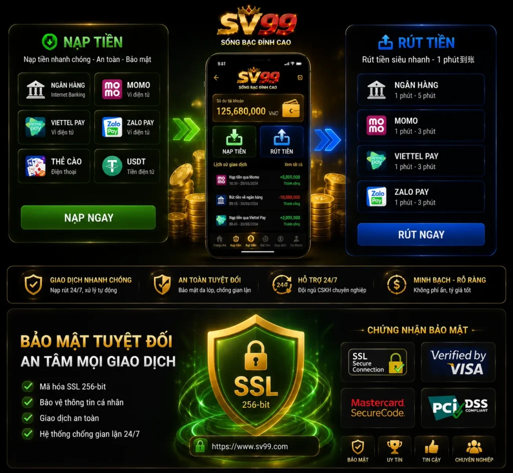 Giao dịch nạp/rút an toàn, bảo mật tại SV99