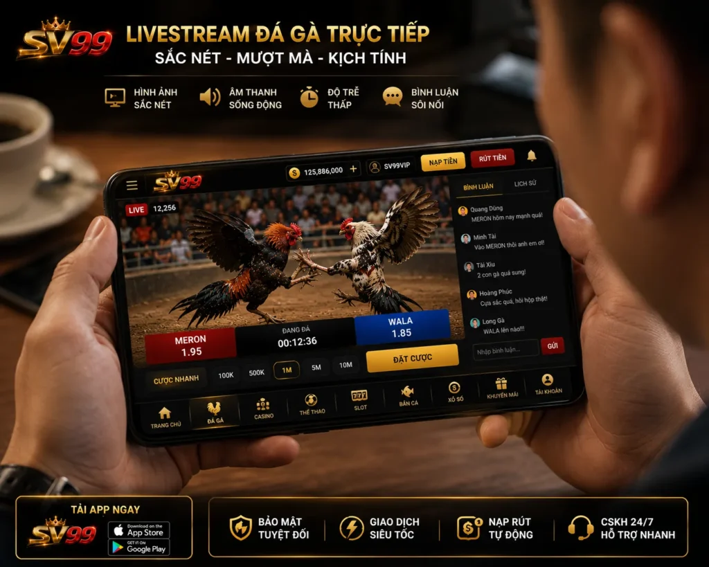 Người chơi có thể theo dõi đá gà SV99 mọi lúc trên điện thoại.