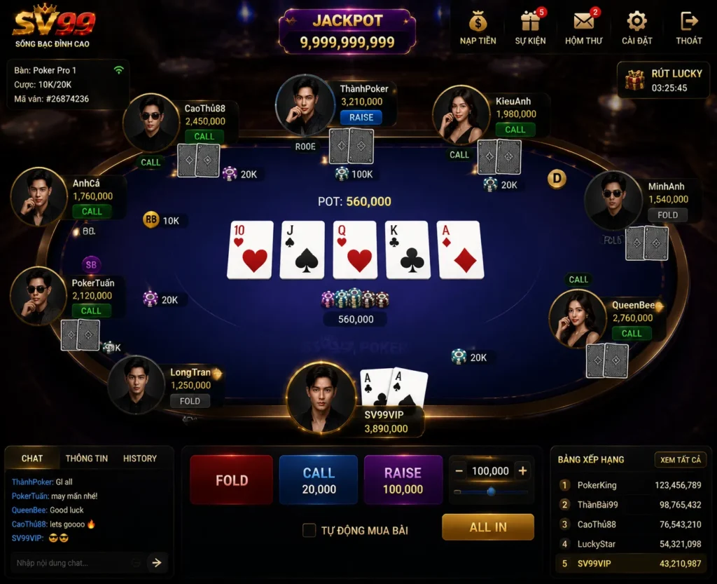 Trải nghiệm Poker trực tuyến tại SV99 – chiến lược và may mắn kết hợp