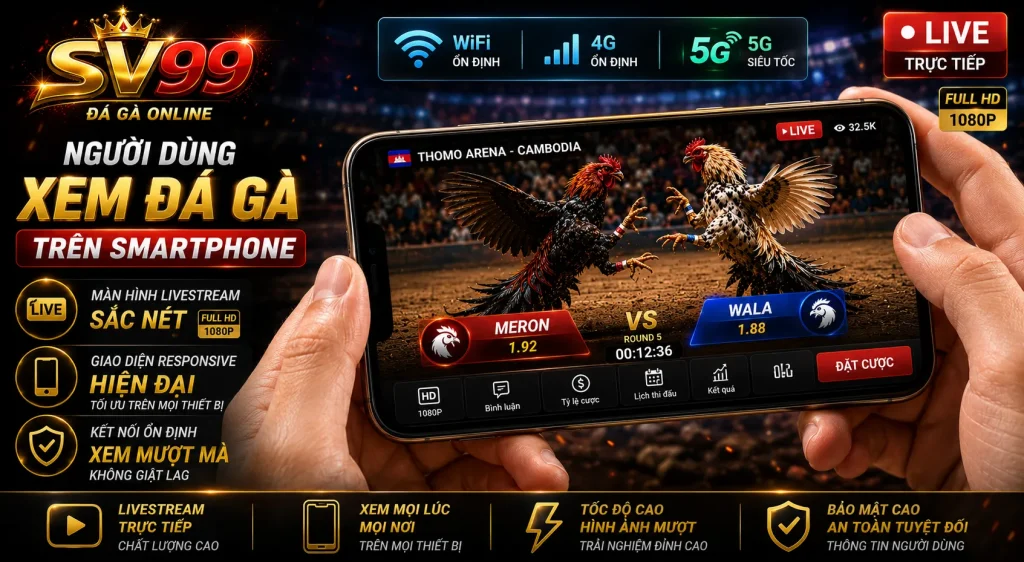 SV99 hỗ trợ xem đá gà livestream Full HD mượt mà trên điện thoại và máy tính