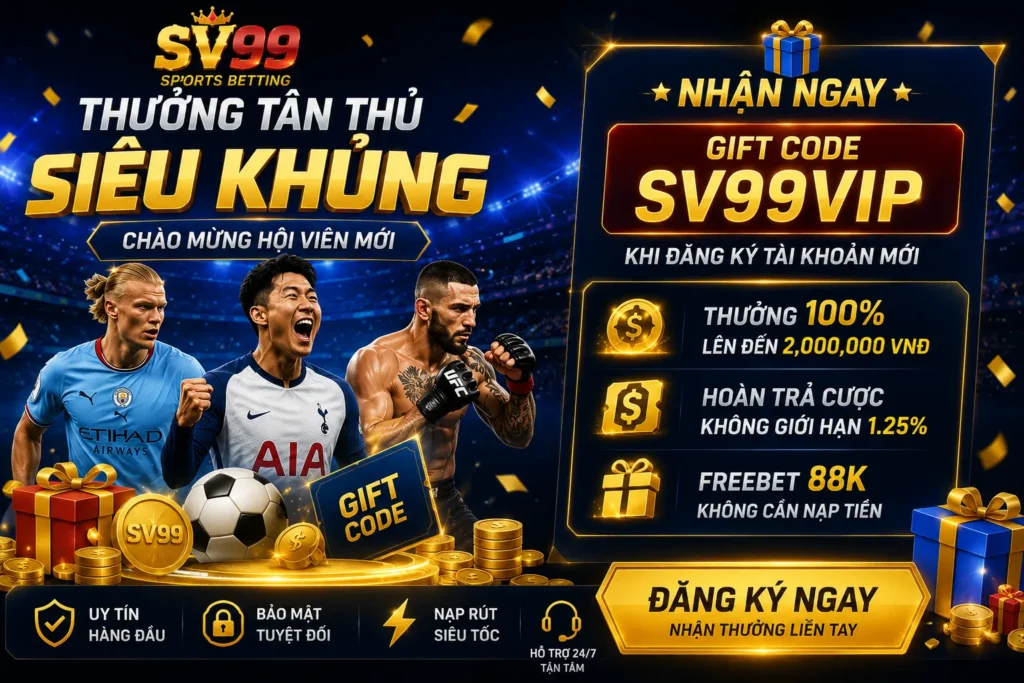 Thể thao SV99 mang đến nhiều ưu đãi hấp dẫn cho thành viên mới