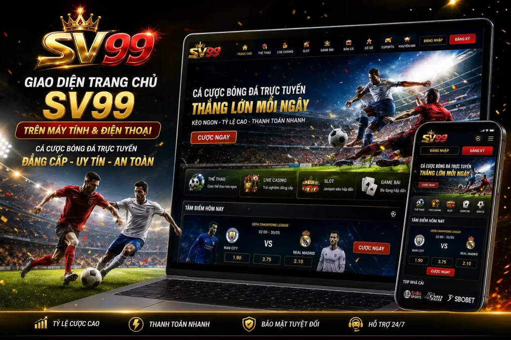 SV99 mang đến trải nghiệm cá cược bóng đá trực tuyến chuyên nghiệp và an toàn.