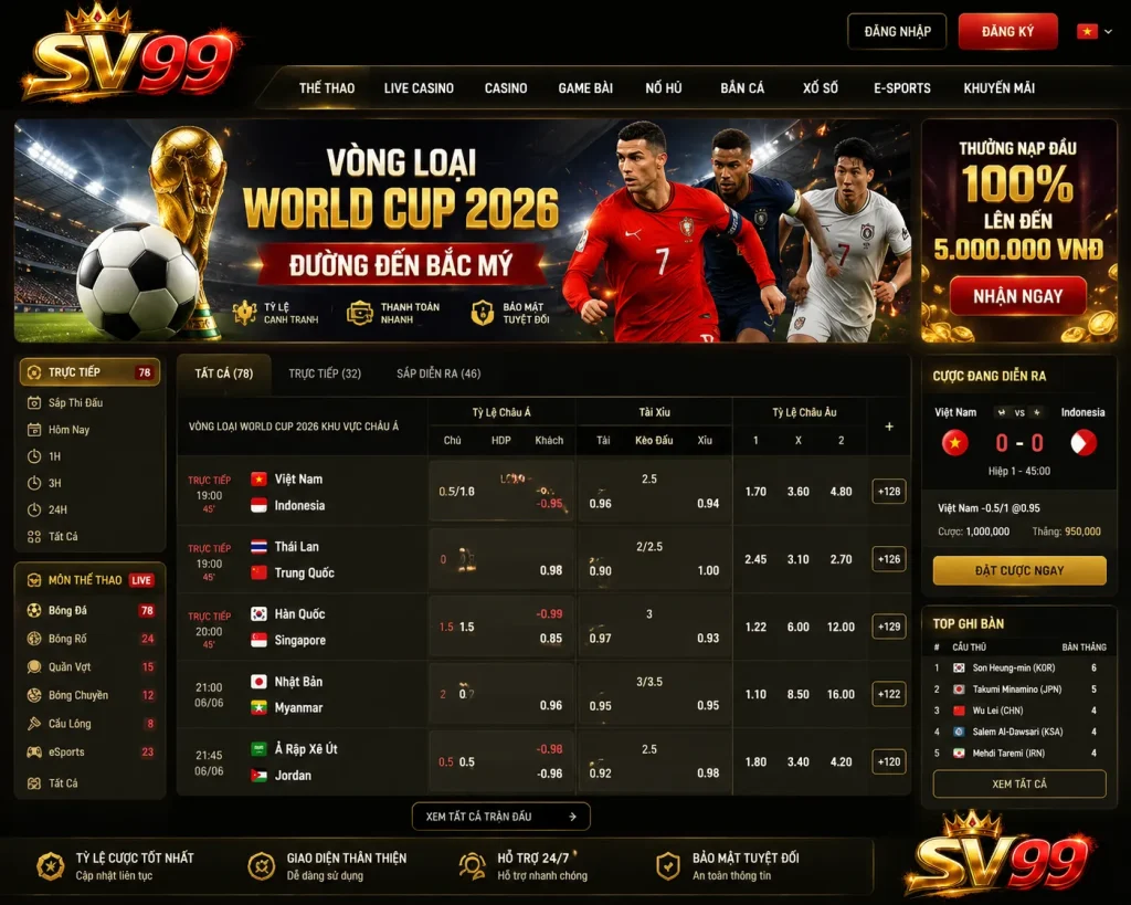 Kèo nhà cái vòng loại World Cup 2026 được SV99 cập nhật liên tục mỗi ngày.