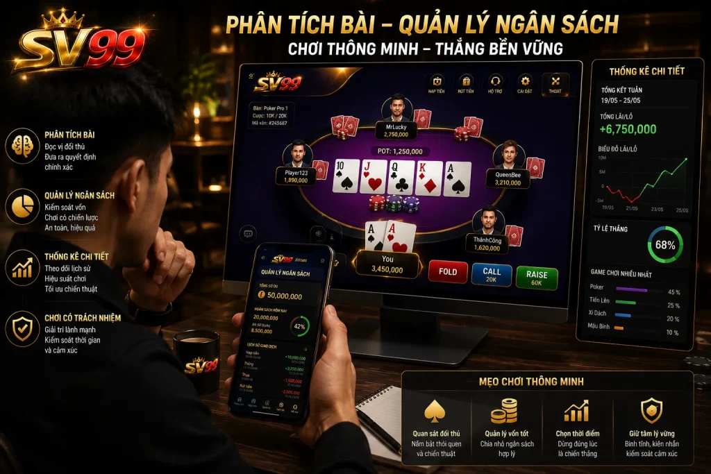 Áp dụng chiến lược và quản lý vốn hợp lý khi chơi Game Bài Online Đổi Thưởng.