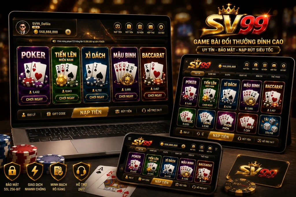 SV99 cung cấp kho Game Bài Online Đổi Thưởng đa dạng trên nhiều thiết bị.